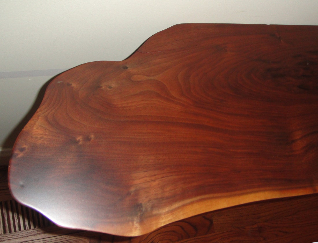 Wall Shelf Made from Sixty Year Old Diagonal Cut Solid Dark Walnut with Hidden Mounting Brackets Included