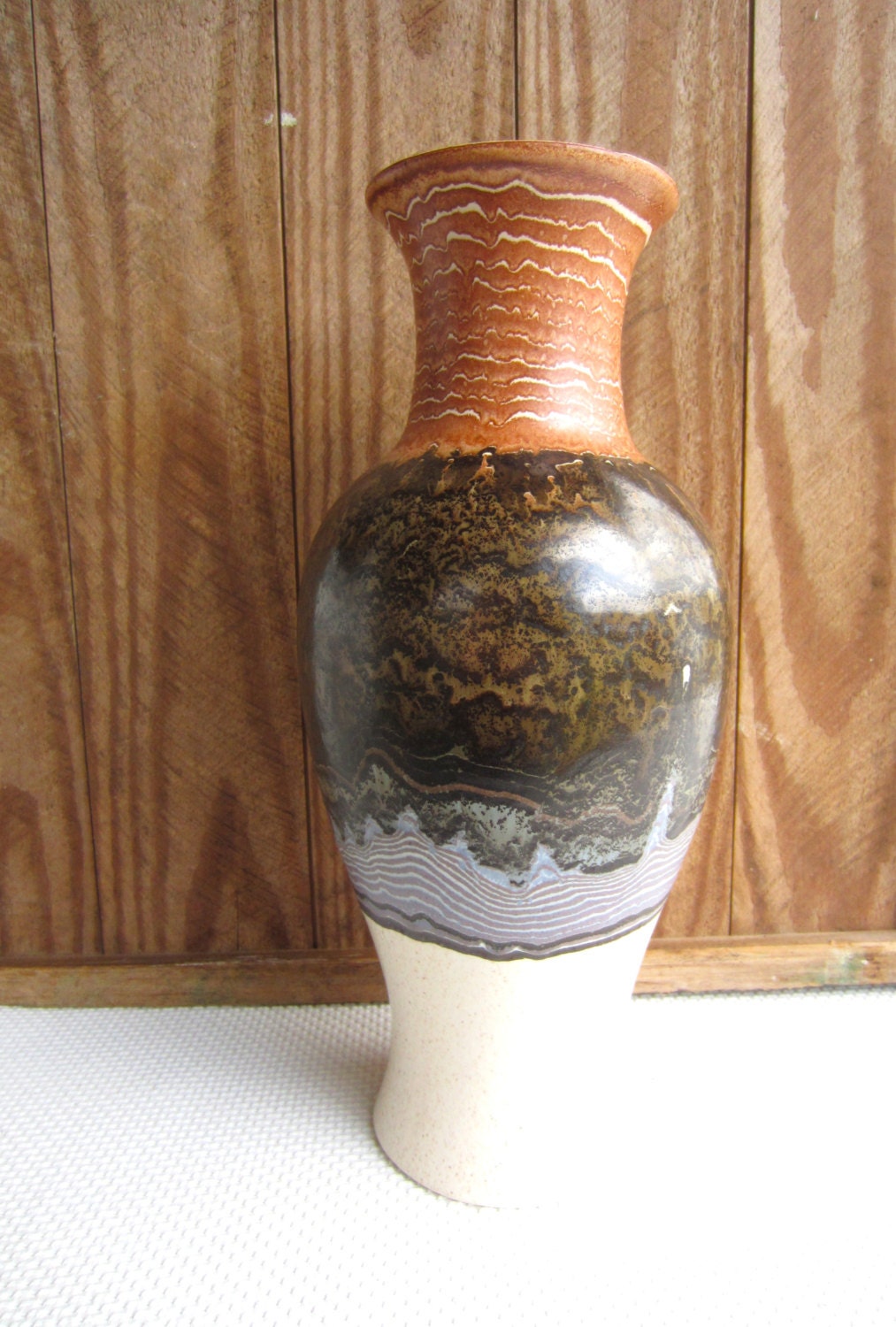 Vintage Royal Haeger Vase Tall Earth Tone Drip Glaze Mid Century Pottery