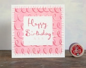 A blank square pattern rich Happy Birthday card
