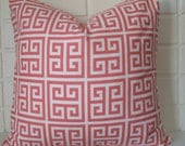 Greek Key Coral pillow cover accent pillow throw pillow 20 inch