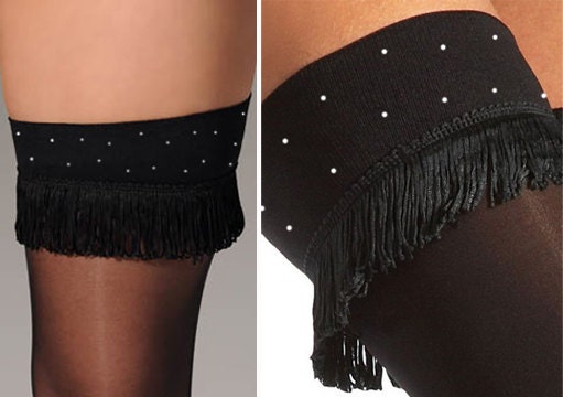 Black Burlesque Stockings With Fringe And By Delilahburlesque