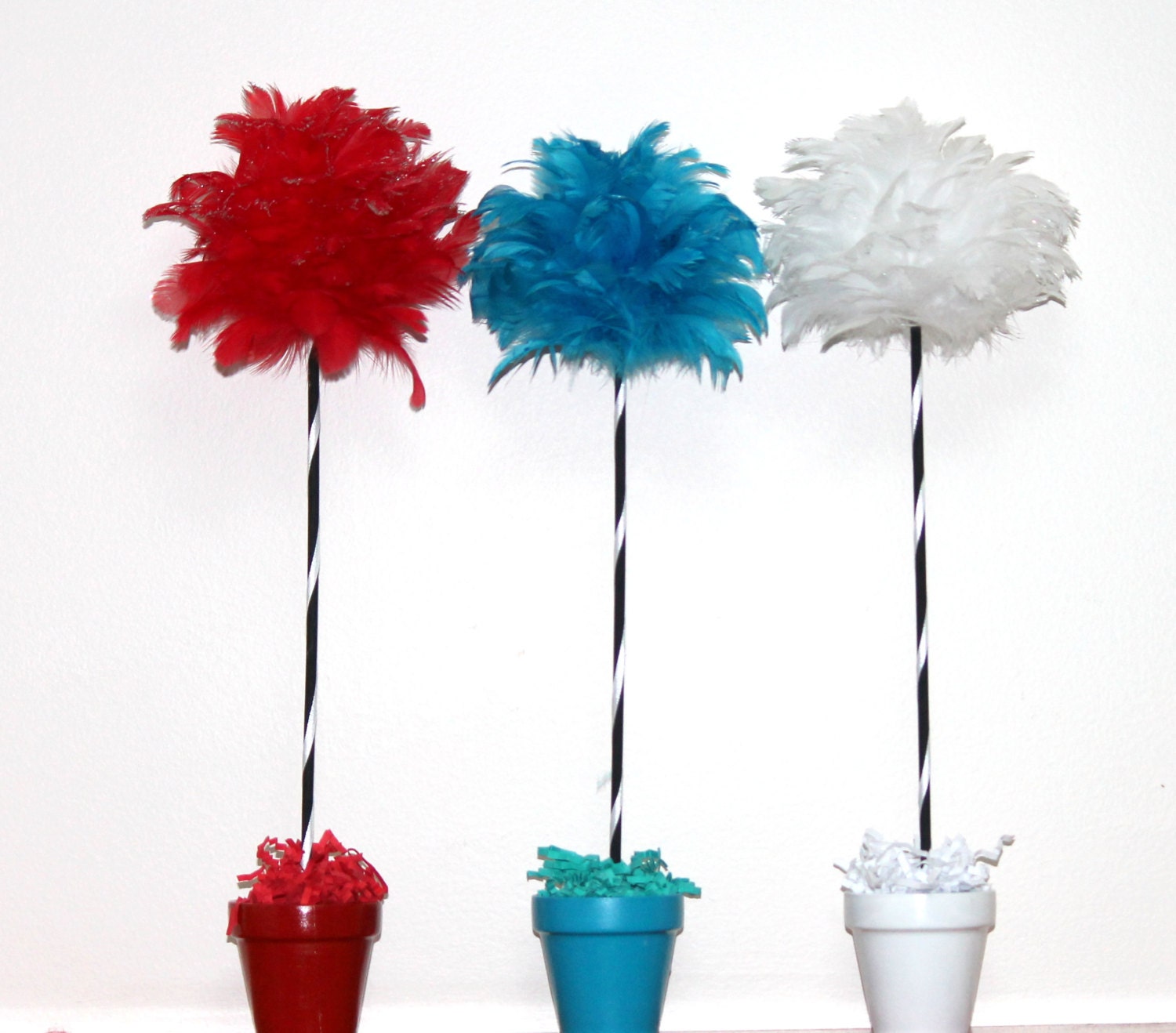 TRUFFULA TREES from The Lorax by Dr. Seuss marabou puff feather pompom topiaries