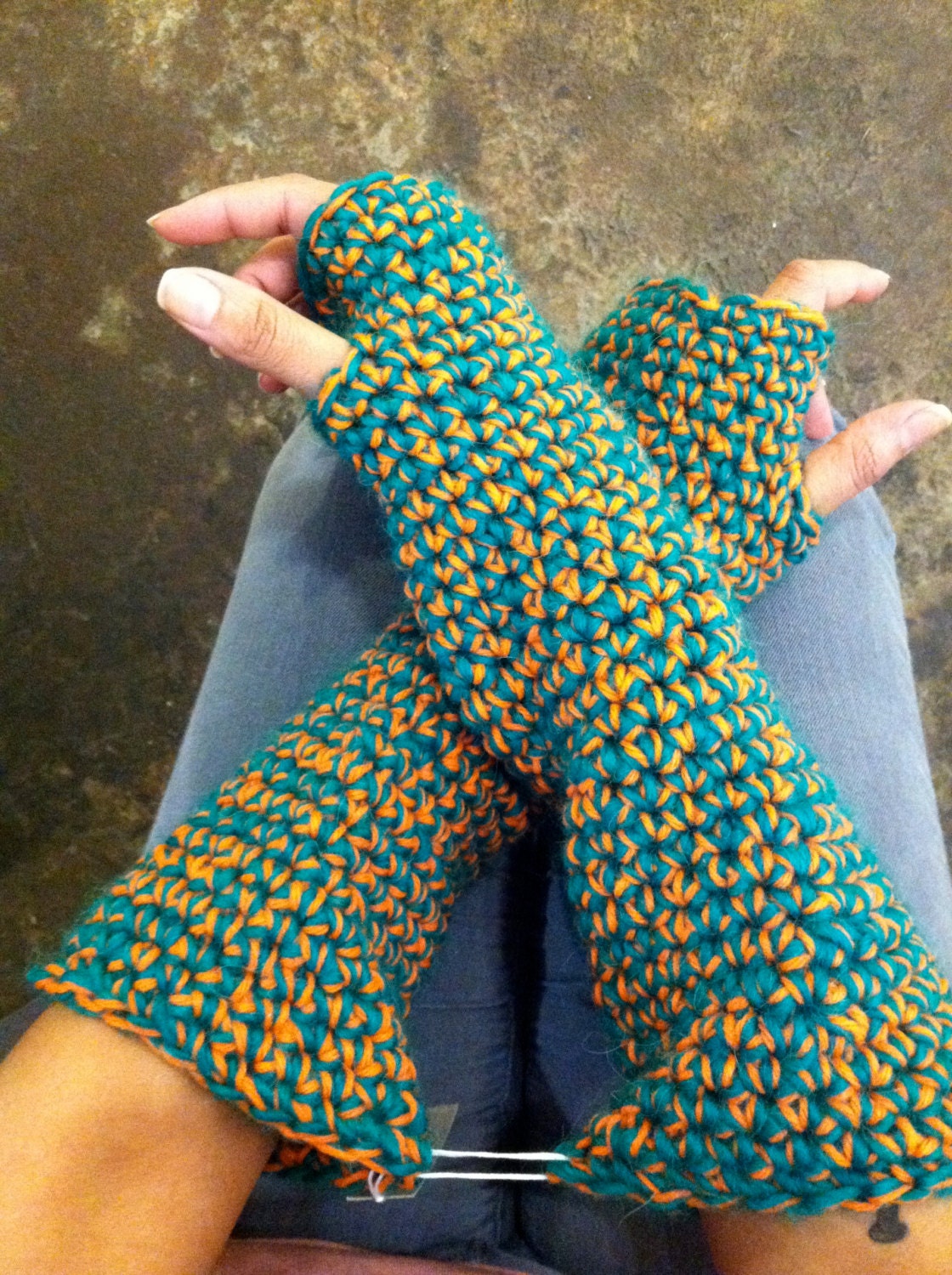 Orange & Green Armwarmers (Armmitts)