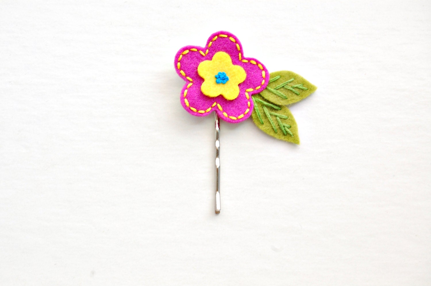 Embroidered Flower Hair Pin