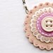 Lacy Petals Embroidered Fiber Necklace in Antique Pink