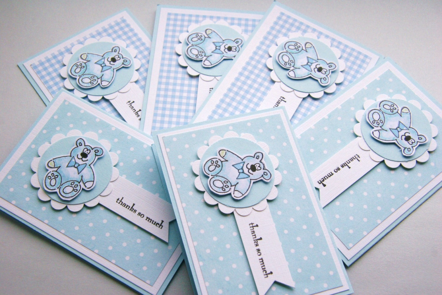 Baby Boy Teddy Bear Thank You Mini Notecards - Set of Six