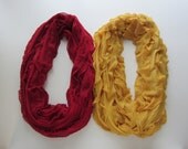 Greek CHI OMEGA two infinity ruffle scarves Chi Omega Straw and Cardinal