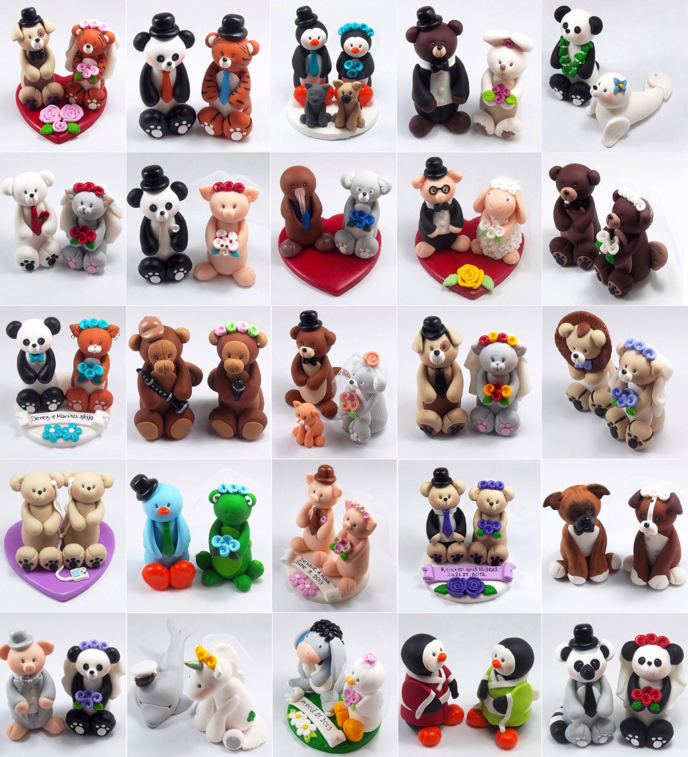 Custom Wedding Cake Topper, Rooster and Hen Couple, Personalized Figurines, Chinese Zodiac Sign, Made To Order