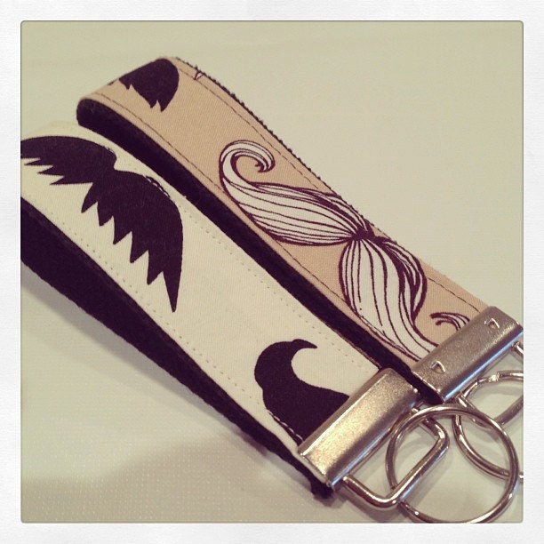 One Key Fob Wristlet - Mustaches - Pick your Color