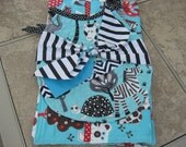 Quilted bib with 2 flannel burp cloths set