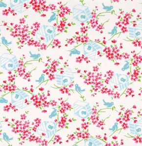 Tanya Whelan, Sugar Hill, BIRDY in White, 1/2 Yard