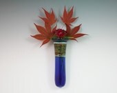 Wall Vase - Lampwork Glass Wall Pocket - Handblown Boro Window Bud Vase