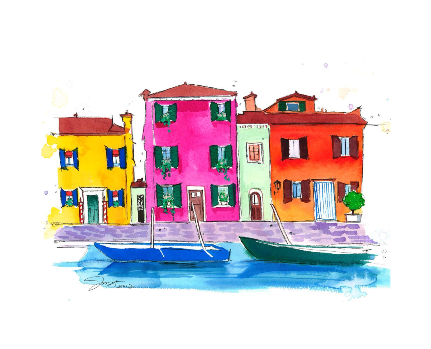 The Sweetness of Italy, print from original watercolor and pen illustration by Jessica Durrant