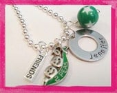 TWO PEAS in a POD - Personalized Necklace - Hand Stamped  Necklace for Children - Friends