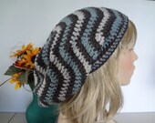 Multi Color Zig Zag Slouch, Tam Hat, Snood, Beret.  Teens, Men or Women can Wear This.  Item 7