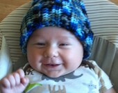 Beanie, Hat,  3-9 months, Blue, Black, Gray