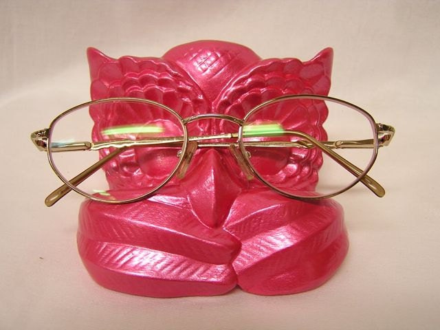 Owl Eyeglasses Holder Metallic Hot Pink