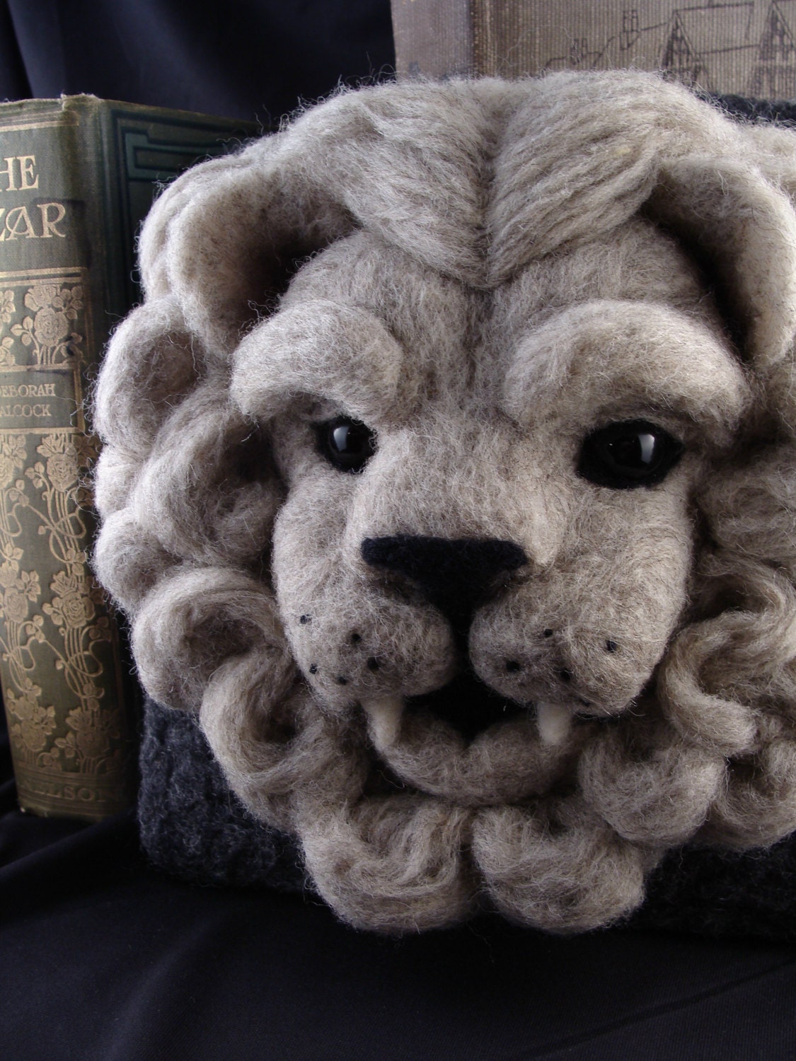 Needle Felted Lion Gargoyle Soft Sculpture by Bella McBride Greenman or Hunky Punk One-of-a-kind