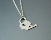 Silver watering can gardening necklace, garden jewelry