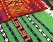 Bright Green ECLECTIC Hand Loomed  RUG or Wall hanging