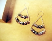 Silver Gunmetal Faceted Chandelier Earrings. free shipping.