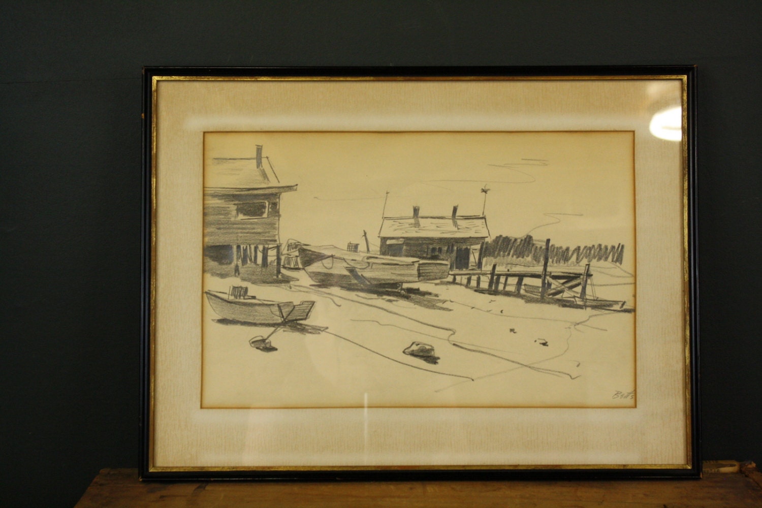 Signed Edward Howard Betts American (1920-1980) Coastal Illustration