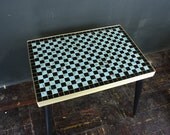 Mid Century Mosaic Tile Table with Tapered Legs