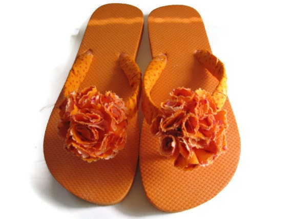 Tangerine Decorated Flip Flops