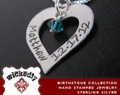 Birthstone Necklace - Birthstone Jewelry - Mother Necklace - Mom Jewelry - HANNAH custom heart necklace w 1 birthstone mother necklace