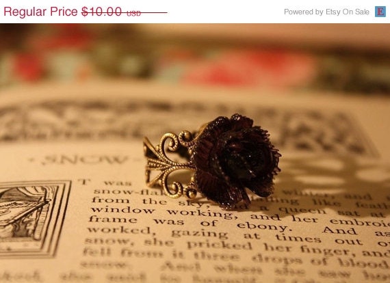 ON SALE Black Rose Ring