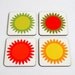 coaster set sunshine orange citrine mustard green red set of four retro drink coasters gift idea under 25