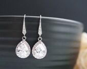 Wedding Jewelry Bridal Jewelry Bridal Earrings Bridesmaid Earrings Lux Cubic Zirconia Tear drop Dangle Earrings Bridesmaid gift