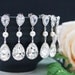 10% OFF SET of 4 Wedding Bridal Earrings Bridesmaid Earrings Bridesmaid Jewelry Clear White Swarovski Crystal and Pearls Tear drop Earrings