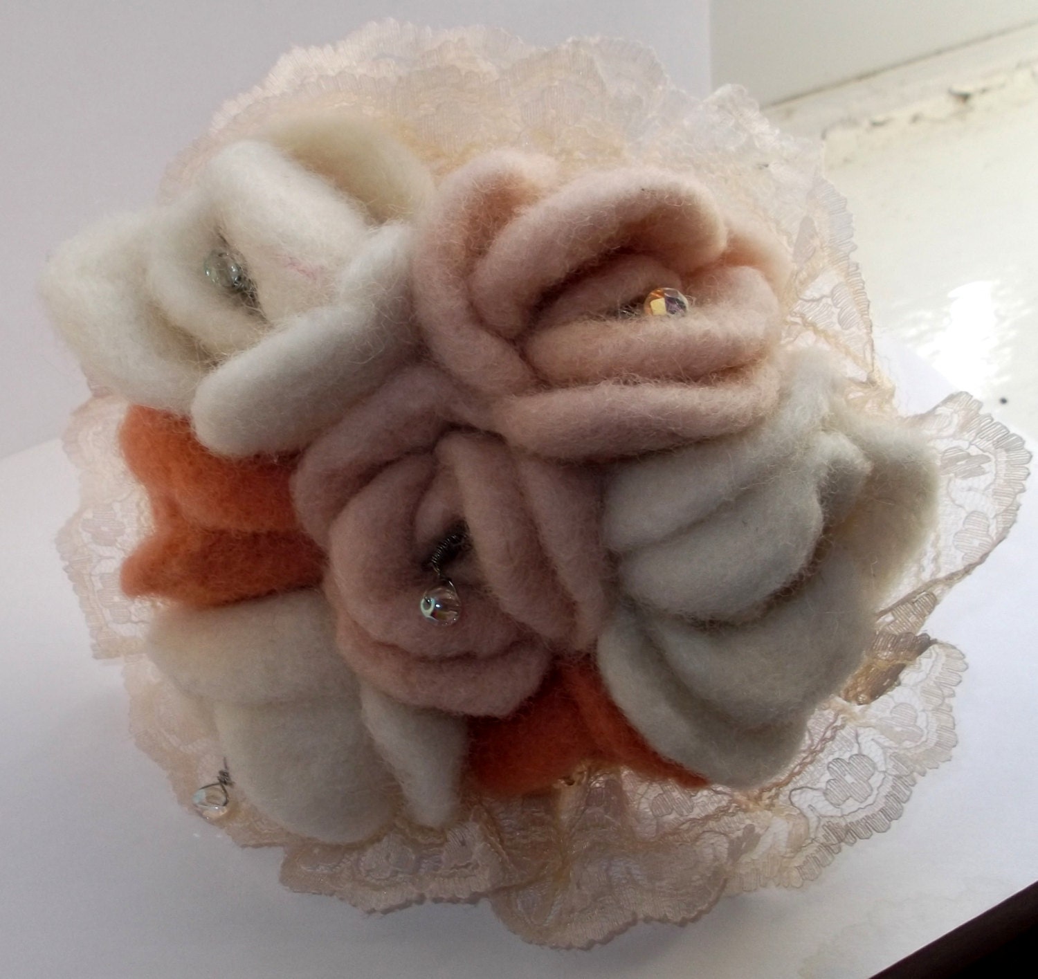 Wedding Flowers Custom Needle Felted Bridal Bouquet Bride, Bridesmaid, Flowergirl