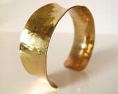 Gold brass cuff bracelet forged concave on Etsy