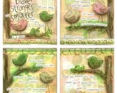 Inspirational Art, Set of 4 Inspirational Birds in pink,  8 x 10 Fine Art Prints