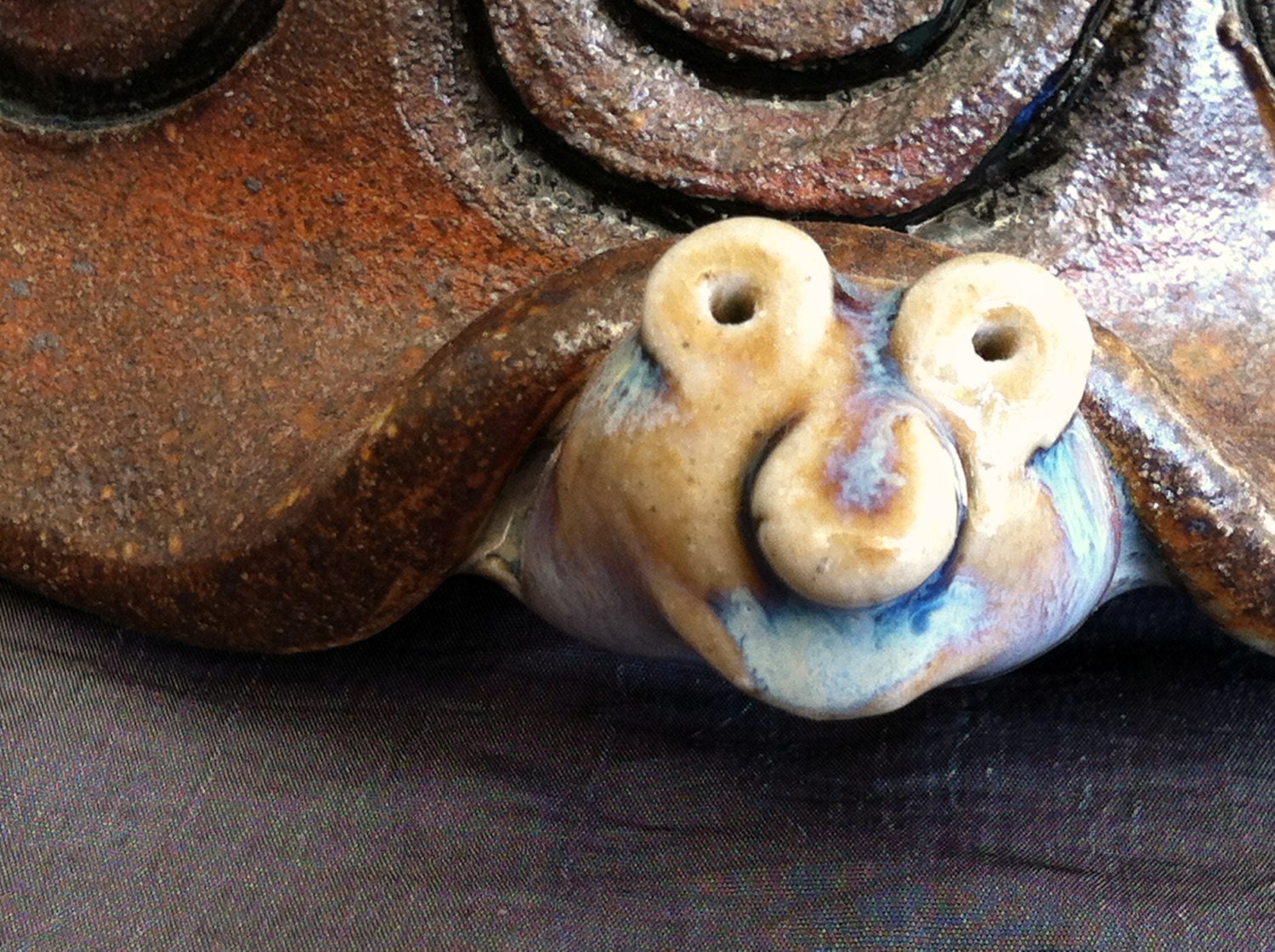 Ceramic Turtle Bowl, Dish, Holder, Wood Fired - Dusk Purple - Dark