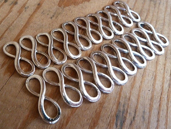 Infinity Charm, Silver,  20pcs, 23mm,   Infinity Charms, Infinity Bracelet Charms, Infinity