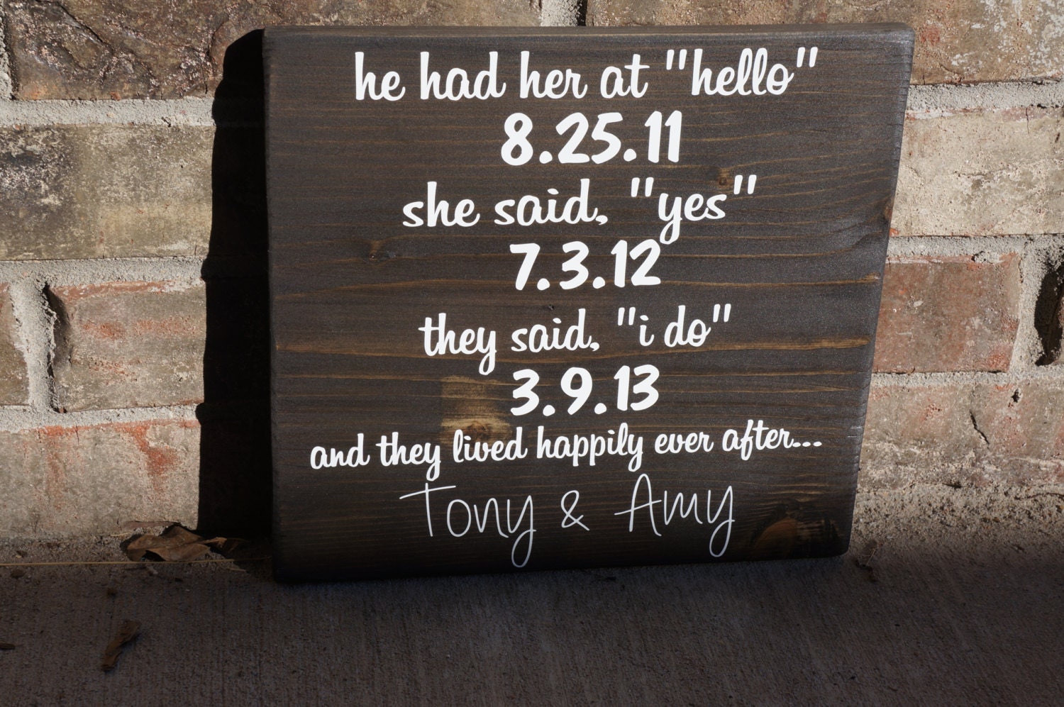 Buy dating anniversary gifts - Custom Personalized Wedding Wooden Sign with Important Dates: Dating, Engagement, Wedding Day