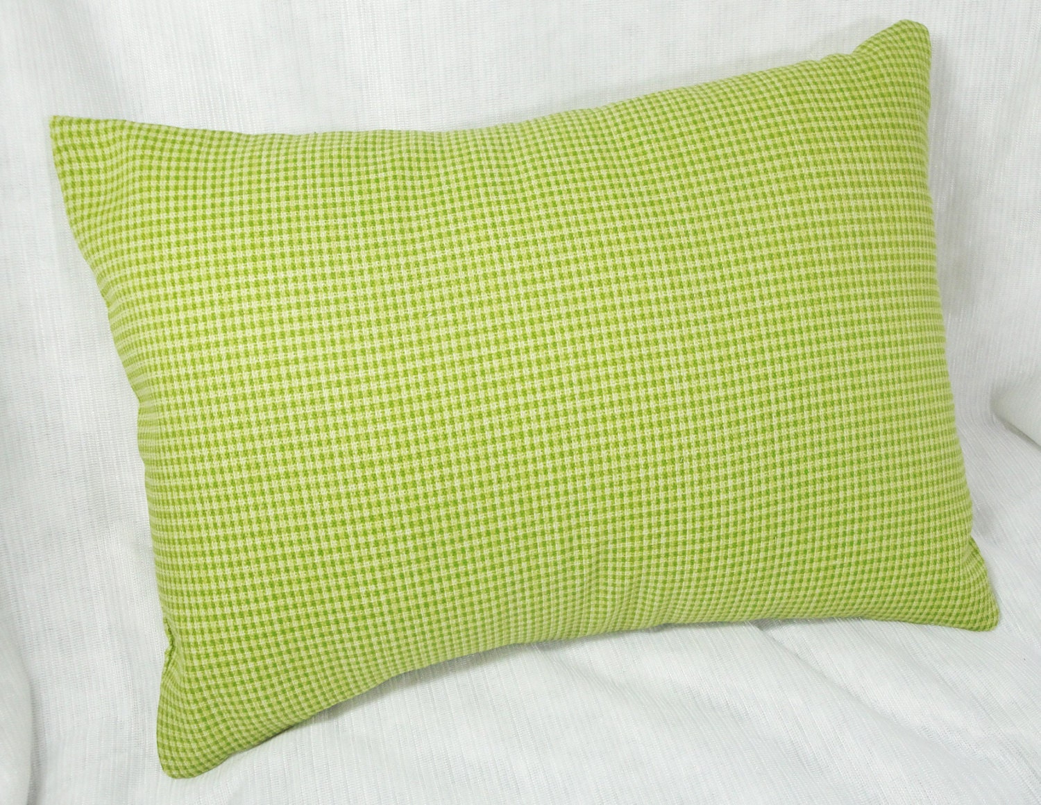 Green gingham Outdoor pillow cover lumbar by SewnInspirations