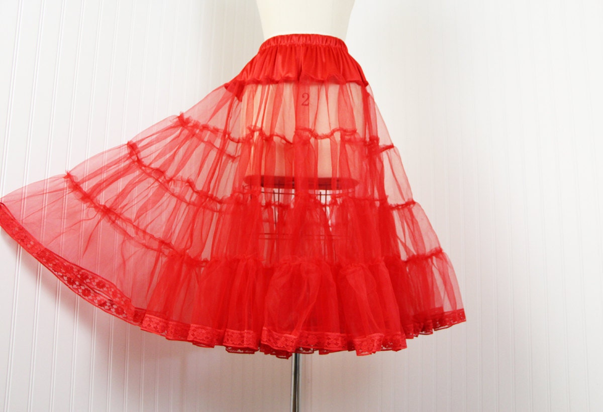 Crinoline - Vintage 50s Style Red Single Layer Petticoat Slip for Your Dress or Skirt OSFM - The Softer Side