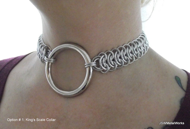 Custom Statement Chainmail Slave Collar, O Ring Collar, BDSM Collar
