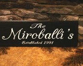 Personalized Wood Sign. The Miroballi's Established 1991. Custom Wood Sign