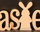EASTER with a bunny Wood Letters UNFINISHED Wood