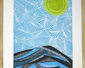 Mt. Tam (San Francisco Bay Area) - Linocut Print