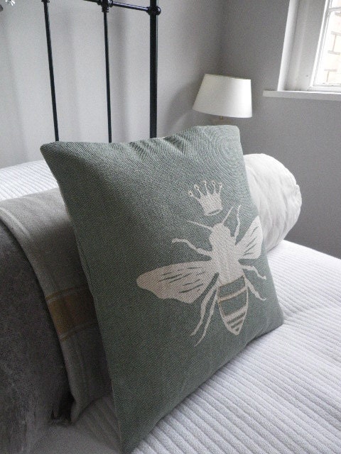 hand printed Queen bee cushion cover