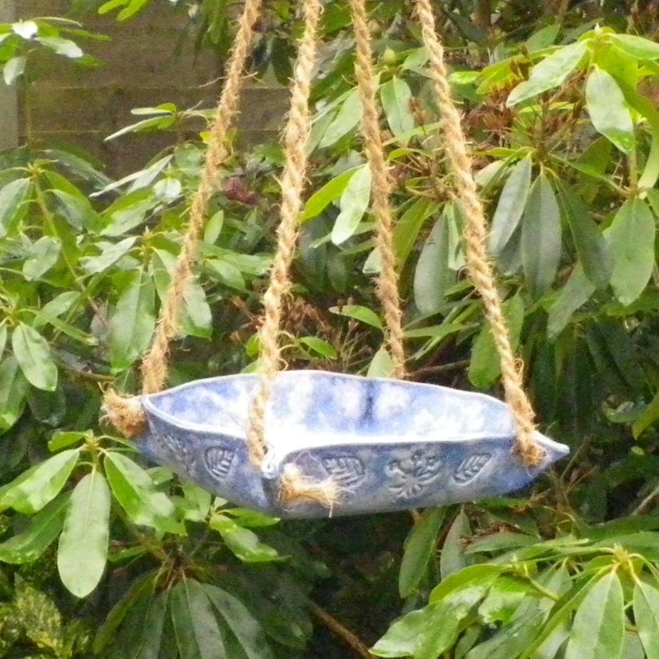 Bird feeder or bath in stoneware--fully weatherproof