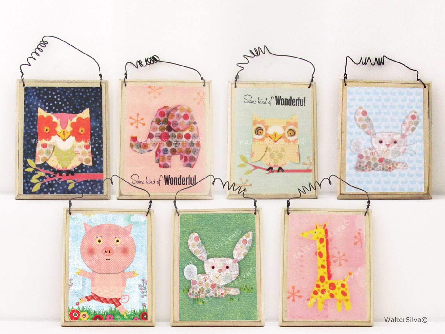Assorted Nursery Animals Wire Hanging Plaques - Baby Nursery decoration - Pick What you like