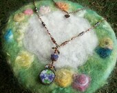 Broken China Pendant, Tiny Violets