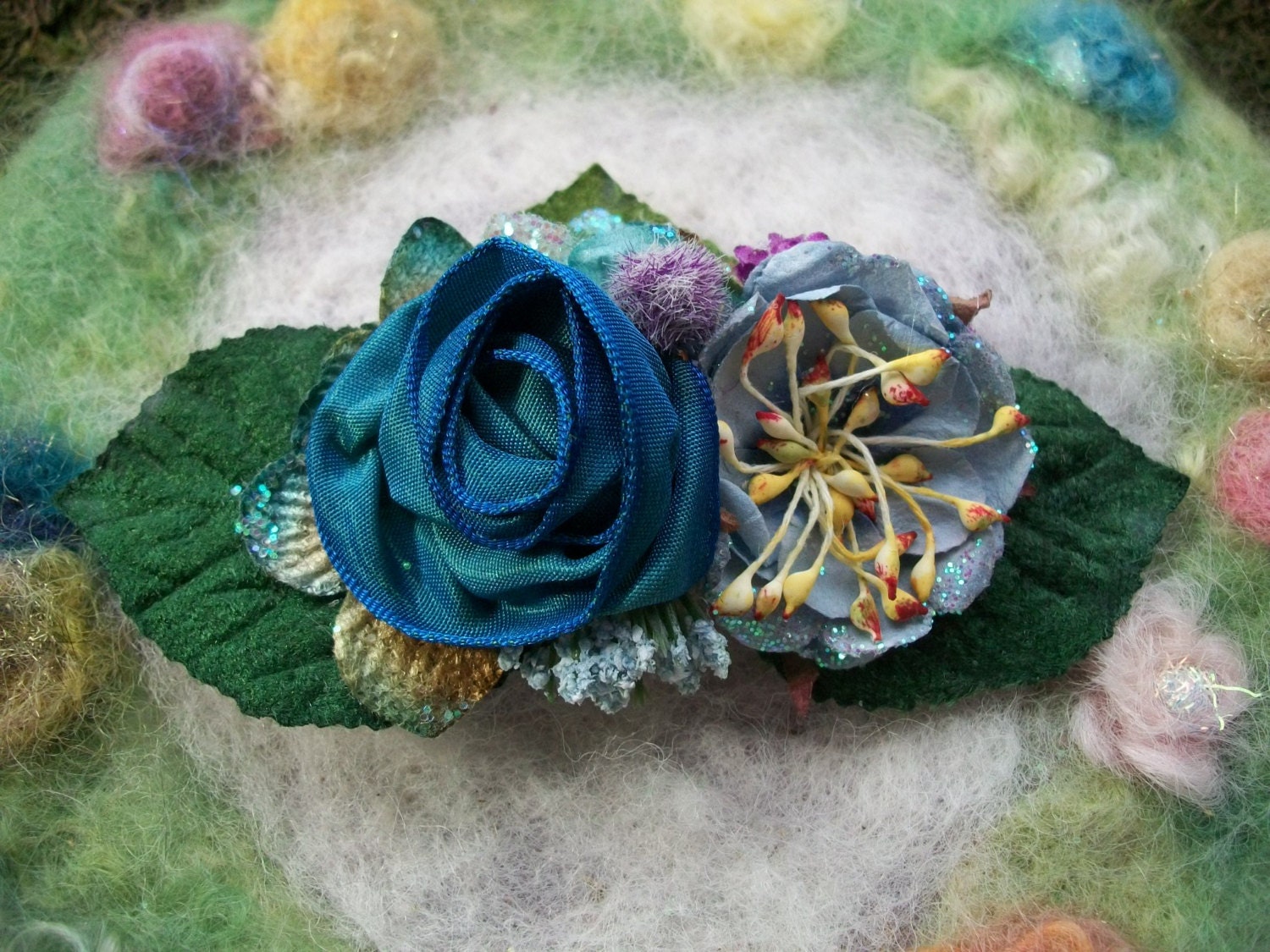 Rose Hair Clip, Blue Willow